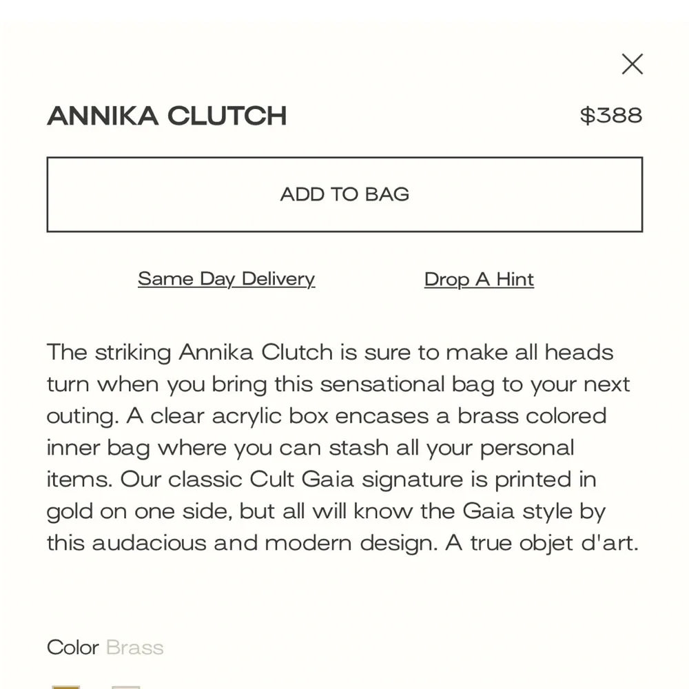 CULT GAIA Metallic Gold Clutch Enclosed In Acrylic-LOWEST PRICE AROUND - Picture 6 of 13